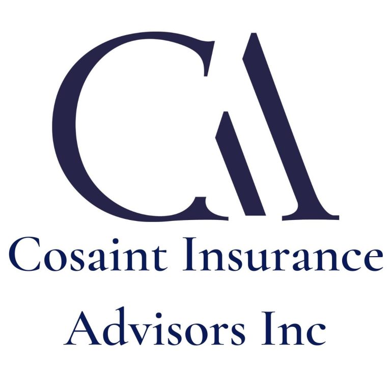 Dark blue stylized initials "CA" above the text "Cosaint Insurance Advisors Inc" in a similar dark blue font on a white background.
