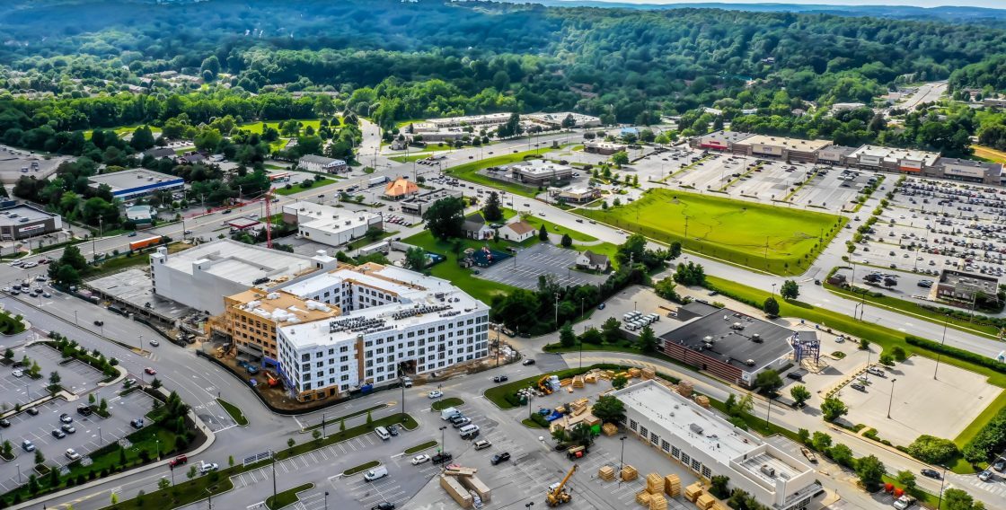 Aerial Photo of Exton, PA commercial district